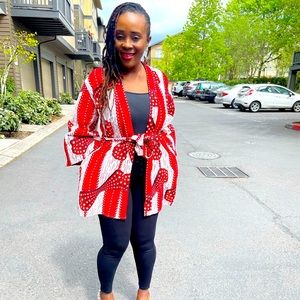 Ankara kimono robe, knee length with belt